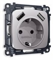 Розетка с заземлением и 2хUSB type A, без рамки Ambrella Volt Quant MO509010 - фото 4909579