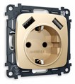 Розетка с заземлением и 2хUSB type A, без рамки Ambrella Volt Quant MO609010 - фото 4909660