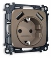 Розетка с заземлением и 2хUSB type A, без рамки Ambrella Volt Quant MO639010 - фото 4909752