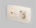 Накладка для розетки с заземлением и со шторками и 2хUSB type A и C Ambrella Volt Quant OP3100 - фото 4910509
