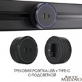 Розетка USB и type C на треке Arte Milano Am-track-sockets 380066TS LED/USB-Type-C Black - фото 4933741