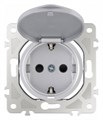 Розетка влагозащищенная с заземлением и со шторкой с крышкой Arte Milano am-202 202.41-1.silver - фото 4937240