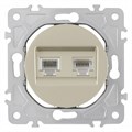 Розетка двойная RJ-11 и Ethernet RJ-45, без рамки Arte Milano am-202 202.44-1.shampan - фото 4937309