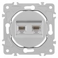 Розетка двойная RJ-11 и Ethernet RJ-45, без рамки Arte Milano am-202 202.44-1.silver - фото 4937316