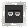 Розетка двойная RJ-11 и Ethernet RJ-45, без рамки Arte Milano am-203 203.44-1.black - фото 4937967