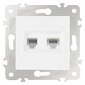 Розетка двойная RJ-11 и Ethernet RJ-45, без рамки Arte Milano am-203 203.44-1.white - фото 4937985