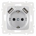 Розетка с заземлением и со шторкой и 2хUSB, без рамки Arte Milano am-205 205.47-1.silver - фото 4938447