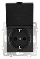 Розетка влагозащищенная с заземлением и со шторкой с крышкой Arte Milano am-206 206.41-1.black - фото 4938663