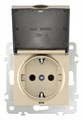 Розетка влагозащищенная с заземлением и со шторкой с крышкой Arte Milano am-206 206.41-1.shampan - фото 4938670