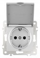 Розетка влагозащищенная с заземлением и со шторкой с крышкой Arte Milano am-206 206.41-1.silver - фото 4938677