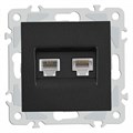 Розетка двойная RJ-11 и Ethernet RJ-45, без рамки Arte Milano am-206 206.44-1.black - фото 4938722