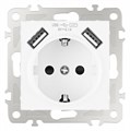 Розетка с заземлением и со шторкой и 2хUSB, без рамки Arte Milano am-206 206.47-1.white - фото 4938782