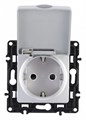 Розетка влагозащищенная с заземлением и со шторкой с крышкой Arte Milano am-217 217.41-1.silver - фото 4939005