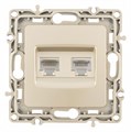 Розетка двойная RJ-11 и Ethernet RJ-45, без рамки Arte Milano am-217 217.44-1.shampan - фото 4939058