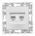 Розетка двойная RJ-11 и Ethernet RJ-45, без рамки Arte Milano am-217 217.44-1.silver - фото 4939063