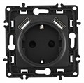 Розетка с заземлением и со шторкой и 2хUSB, без рамки Arte Milano am-217 217.47-1.black - фото 4939120