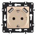 Розетка с заземлением и со шторкой и 2хUSB, без рамки Arte Milano am-217 217.47-1.shampan - фото 4939124